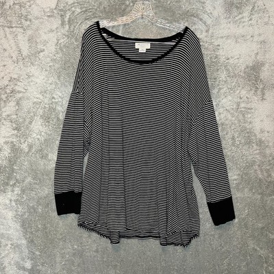Liz Claiborne Weekend Women Micro Pinstripe Slouchy Lounge Comfy Stretch Top 3X