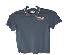 Oracle x Red Bull Racing Polo Shirt Mens L Measures Small Navy Blue Cotton SS