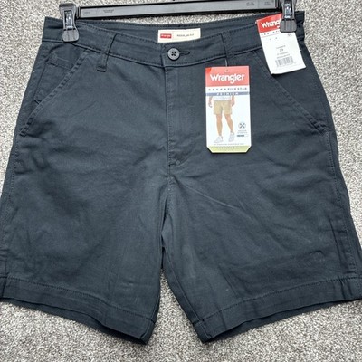 WRANGLER - SIZE: 34 - Regular Fit Flat Front Chino Black Shorts- 7'' Inseam -NEW!