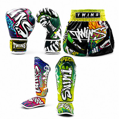 Twins Special Edition Sparring Boxing set of Gloves, MMA Shorts & Shinguards