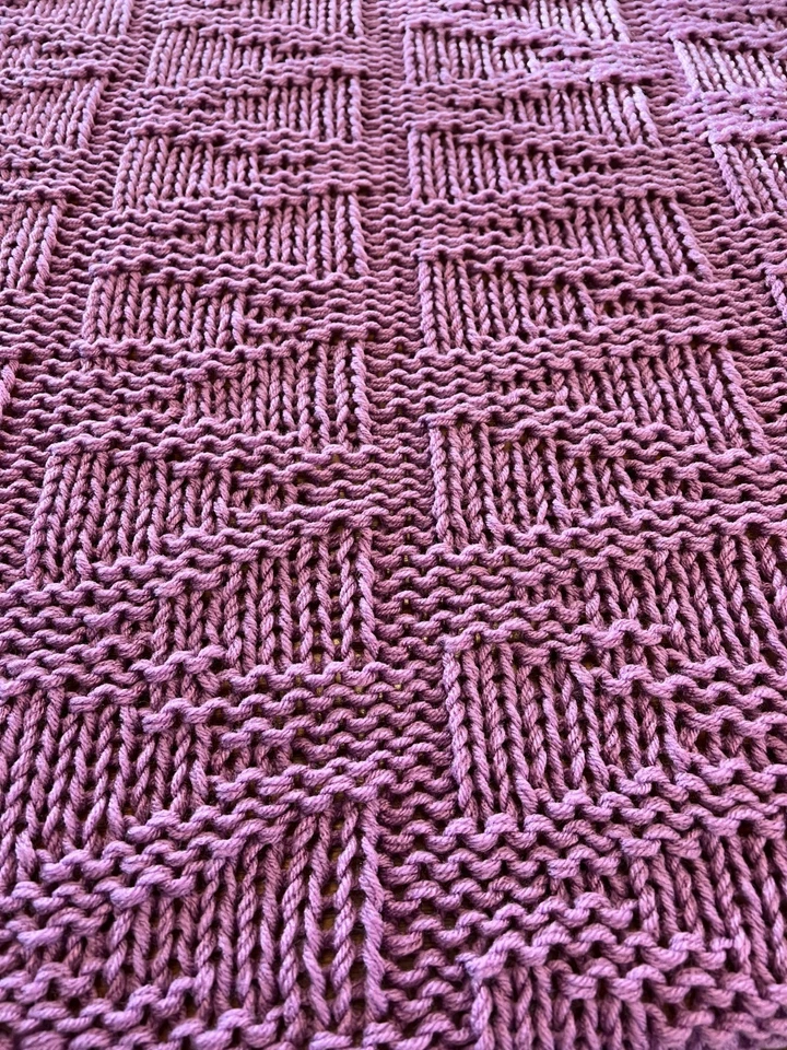 Handmade Knit Crochet Purple Lavender Afghan Throw Blanket 52" x 56" - Image 2 of 4