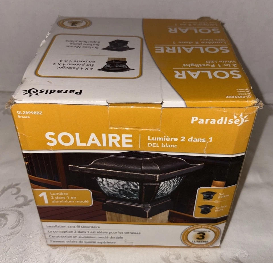 Paradise Solar Post Cap Light 4x4 Bronze LED Deck Outdoor Patio Lighting NIB - Image 4 of 4