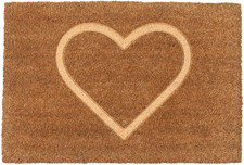Image of Nicola Spring Coir Door Mat - 60 X 40Cm - Embossed Heart - Pack of 1 - Decorativ