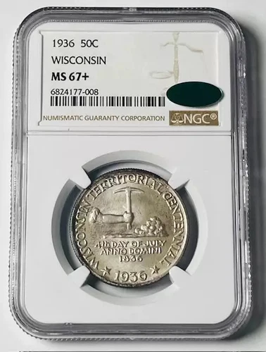 1936 Classic Commemorative Wisconsin Territorial Centennial NGC MS-67+ CAC 