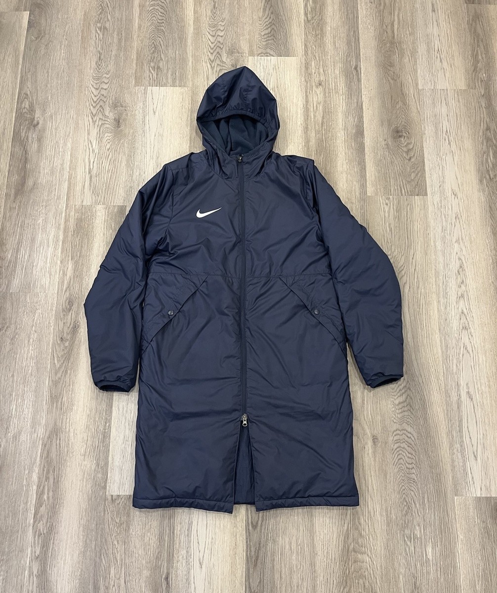 Nike Parka Puffer Stadium Jacket Long Hooded Loose Men's M Navy