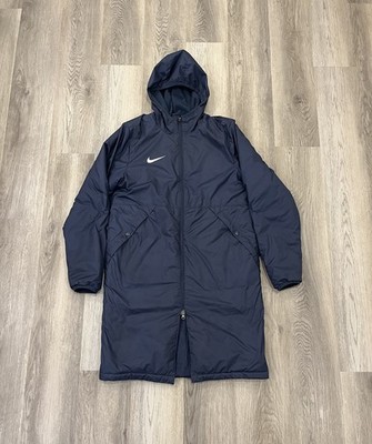 Nike Parka Puffer Stadium Jacket Long Hooded Loose Men's M Navy