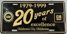 1979-1999 UAW 20 Years of Excellence Oklahoma City, Ok GM General Motors Vanity 