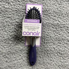 Conair Totally Smooth Mini Cushion Hair Brush Purple Detangle Soft Touch New