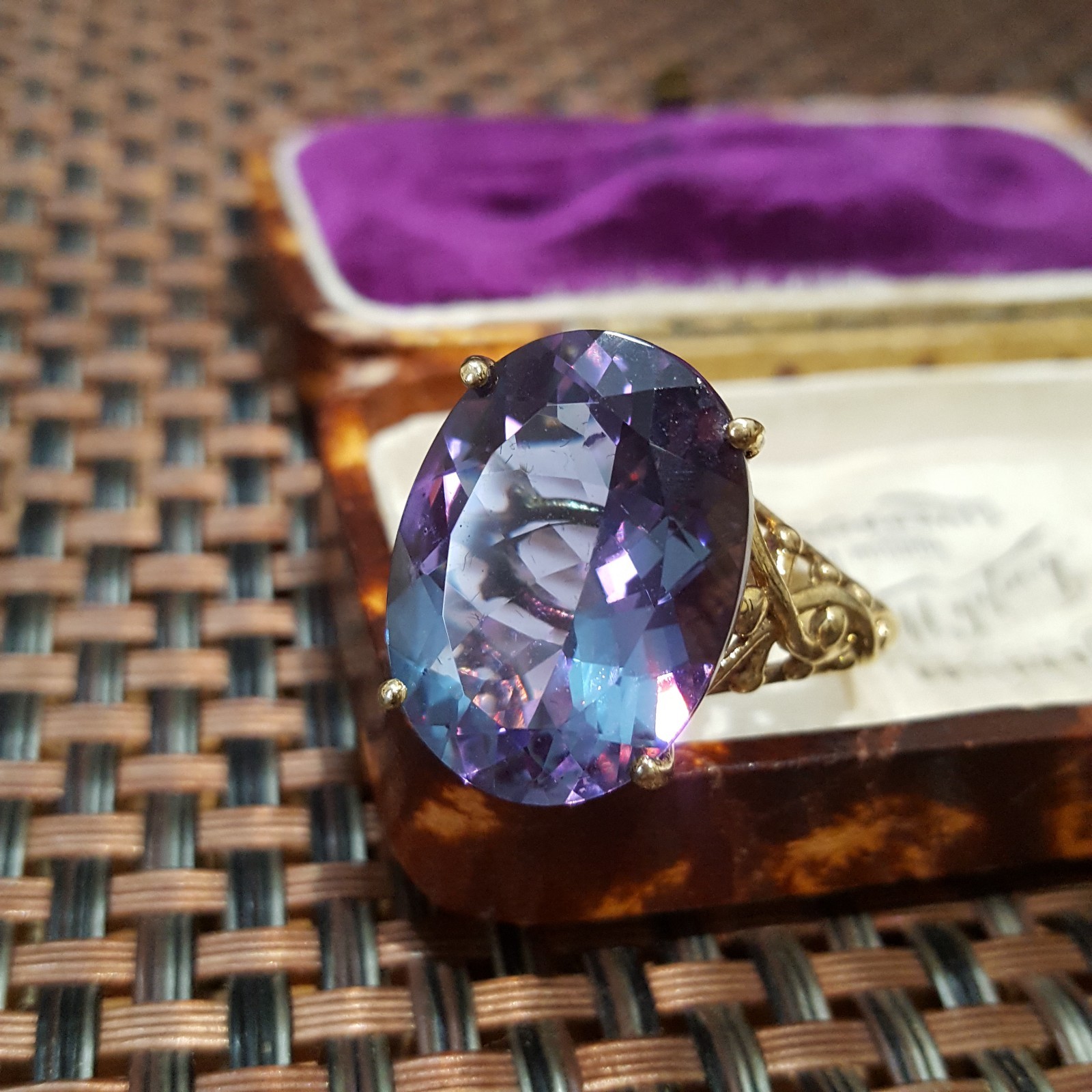 925 Sterling Silver Statement Ring, Synthetic Ale… - image 3