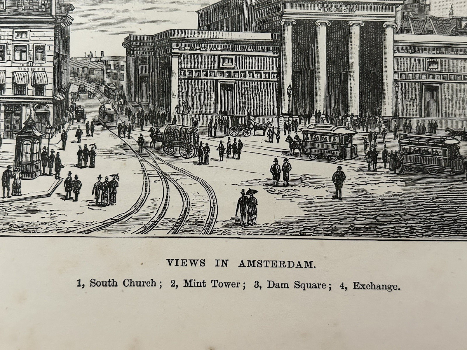 Antique Print 1880 Amsterdam Mint Tower Dam Square Dutch Architecture Engraving