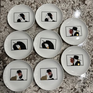 Limoges Artist Signed Set Of 8 Dessert Plates