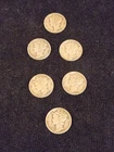 Lot of 6 Mercury 90% Silver Dimes 1935, 1943 X 2, 1944 X 2, 1945