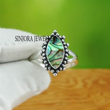 Abalone Shell Gemstone 925 sterling silver Handmade Gift Ring US size 5 to 13