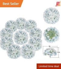 Silk Hydrangea Flower Heads with Stems 10 Pack Lake Blue Home Wedding Decor