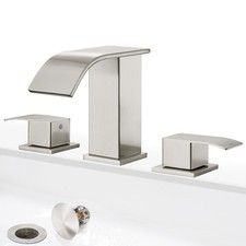 8 Inch Waterfall Bathroom Faucets 3 Hole - Brushed Nickel Widespread Bathroom...