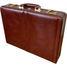 Antler Brown Leather Briefcase Portfolio Case Laptop Business Organizer Lock