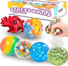 6 Pack Stress Balls, Vent Dinosaur Fidget Mesh Squishy Stress Relief Toys for Ad