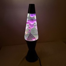 Vintage Lava Lite Lava Lamp 90s Purple Wax Clear Liquid Black Base Midnight 90s