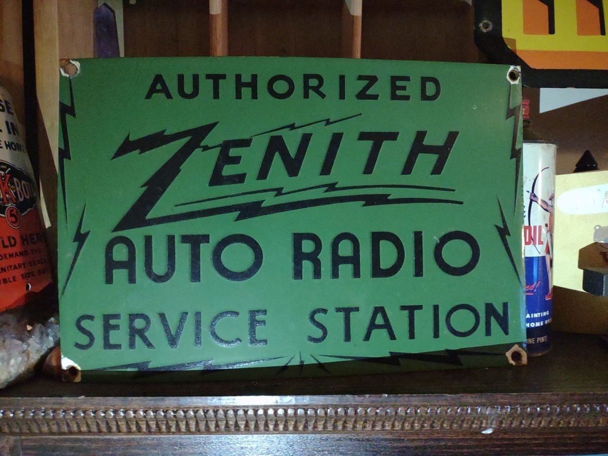 Vintage Zenith Auto Radio Television Sign - TV Advertising