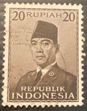 Indonesia 1951 stamps sc 397; President Sukarno; 20 Rupiah