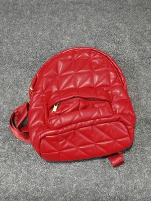 Zara Backpack Womens Red Quilted Faux Leather Mini Chain Strap Bag Purse Fashion