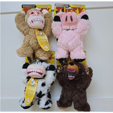 Mighty By Tuffy Durable Plush Dog Toy - Angry Animal Small Set Of 4 Nwt
