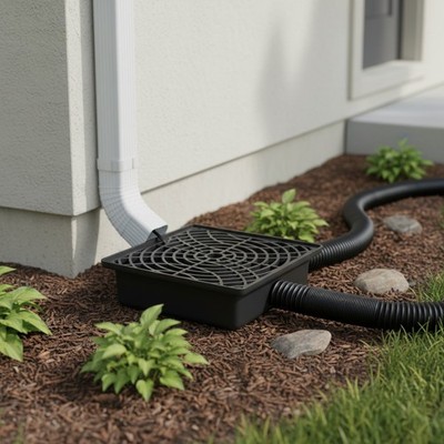 Rainwater Drainage System: 12''x12'' Low Profile Catch Basin with Expandable Pipe