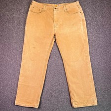 Carhartt Pants Mens 40x30 Tan Duck Canvas Relaxed Workwear Brown Rugged Utility