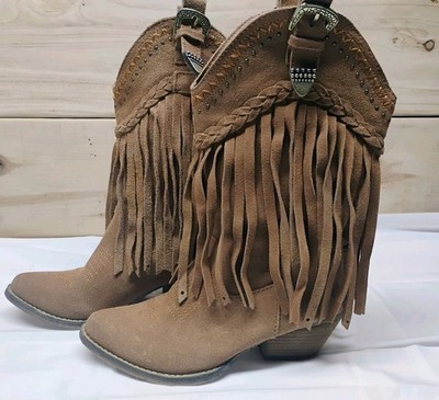 Very Volatile Hillside Fringe Cowgirl Boots Tan Size 6.5 Women