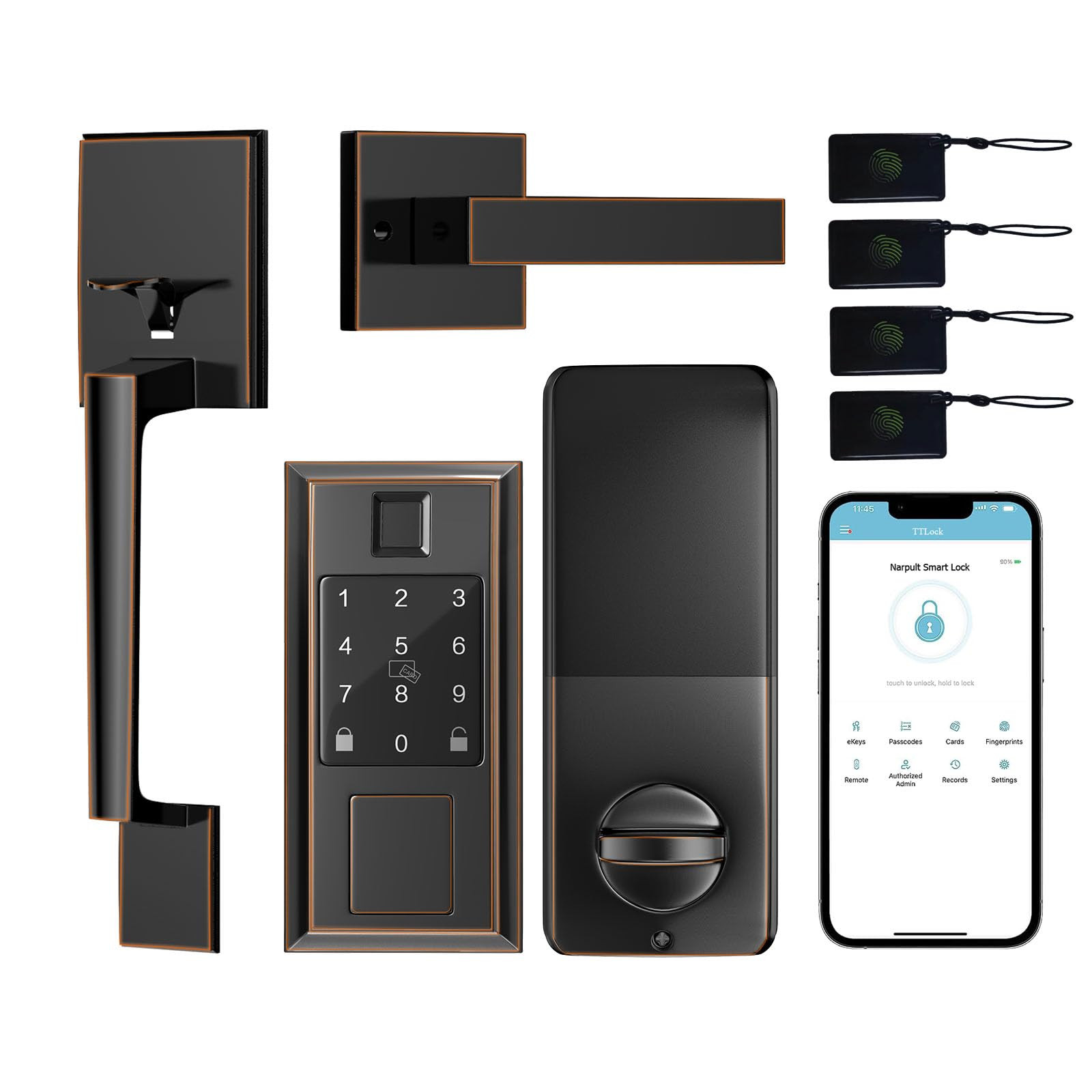 Smart Keyless Entry Front Door Lock Set with Fingerprint Deadbolt & Handle-image