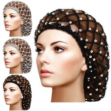 4 Pieces Snoods for Women Hair Net Pearl Crochet Mesh Hairnet Mesh Rayon Knit.