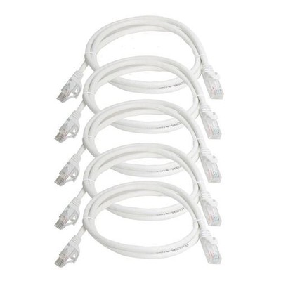6 Cat6a Ethernet Network Patch Cable RJ45 23AWG 600Mh Solid Copper Wire 3' White
