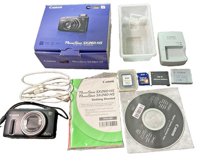 Canon PowerShot SX260 HS 12.1mp Digital Camera Plus Accessories-USED-SHIPS FREE