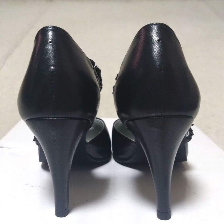 Decolte Yves Saint Laurent YSL tacco EU 35 pelle nera apertura laterale 101490K Authen