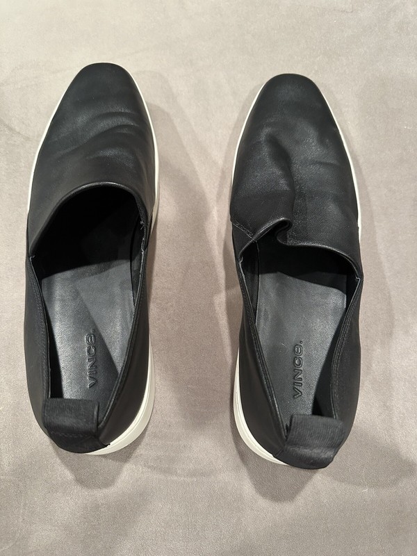 VINCE. Black Leather Slip On Platform Sneakers Women’s Size 11