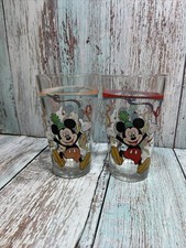 Two Mickie Mouse Party Glass by Gibson 6 tall China Walt Disney