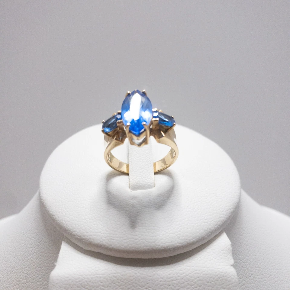 Anillo Tanzanita 10K Azul Real Corte Marquesa Cóctel Talla 6 Caspio Internacional Foto 2 de 4