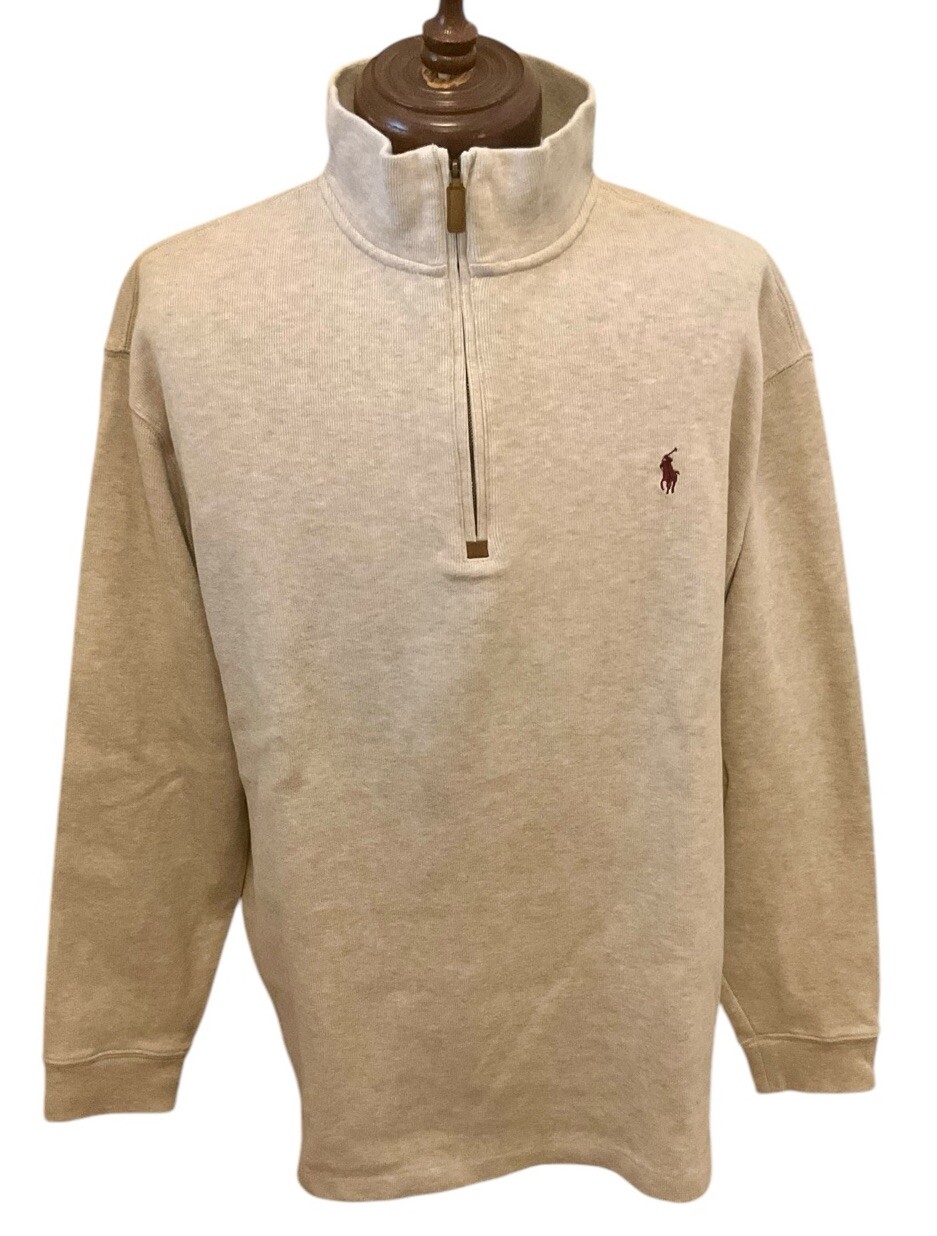 *Nuovo* POLO RALPH LAUREN 2XB 1 4 Zip Beige Ricamato Pony Giacca Classica