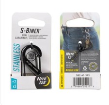 Nite Ize S-Biner Stainless Steel Dual Carabiner10LB 2 Black  Silver SB2-A2-3R3
