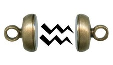 Clasp, 12 Antiqued Brass Plated Steel Magnetic with 2mm Loops 260 Gauss Strong 