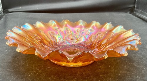 VINTAGE CARNIVAL NORTHWOOD MARIGOLD GOOD LUCK PCE BOWL “YELLOW IRIDESCENCE” - Picture 5 of 8