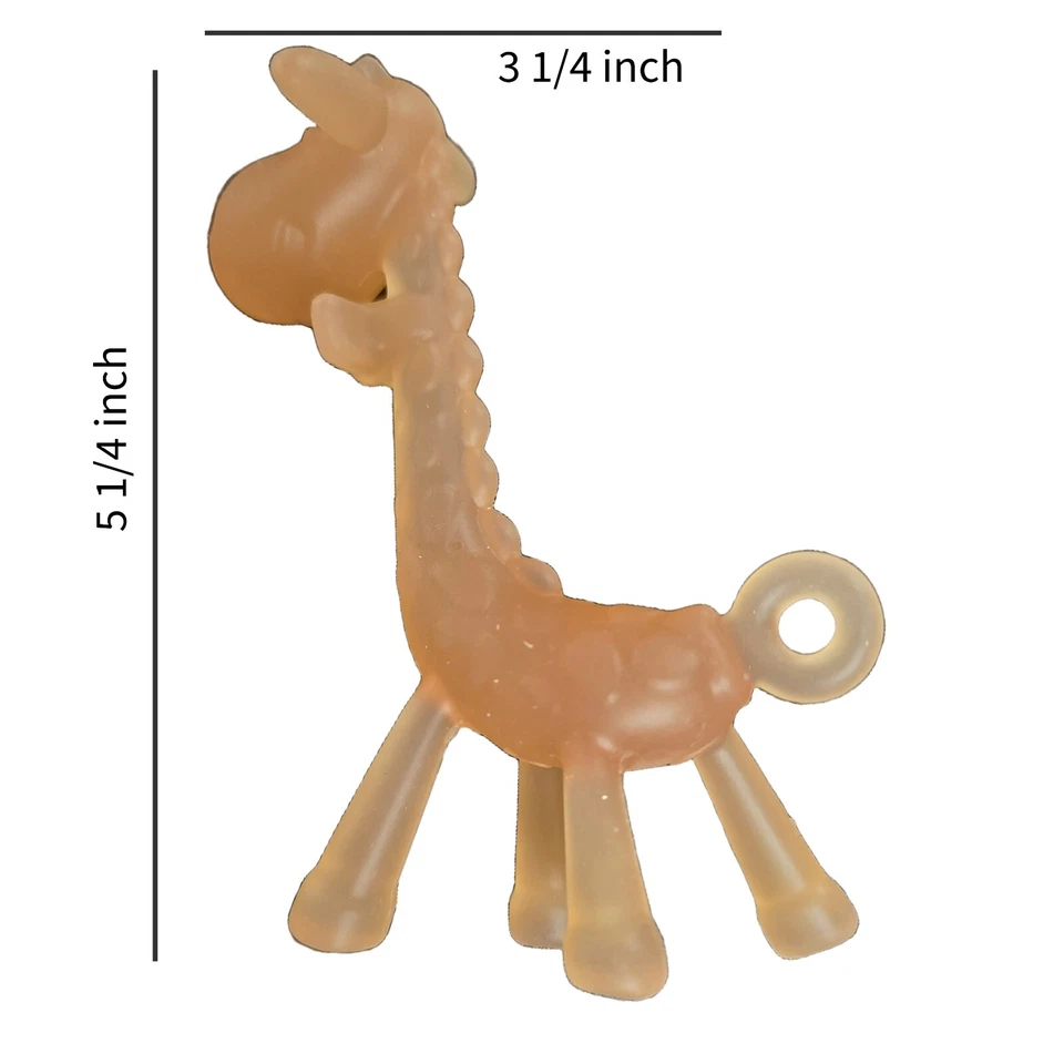 Mordedor de dentición de bebé con forma de jirafa de silicona juguete para masticar sin BPA con correa de caja Foto 2 de 4