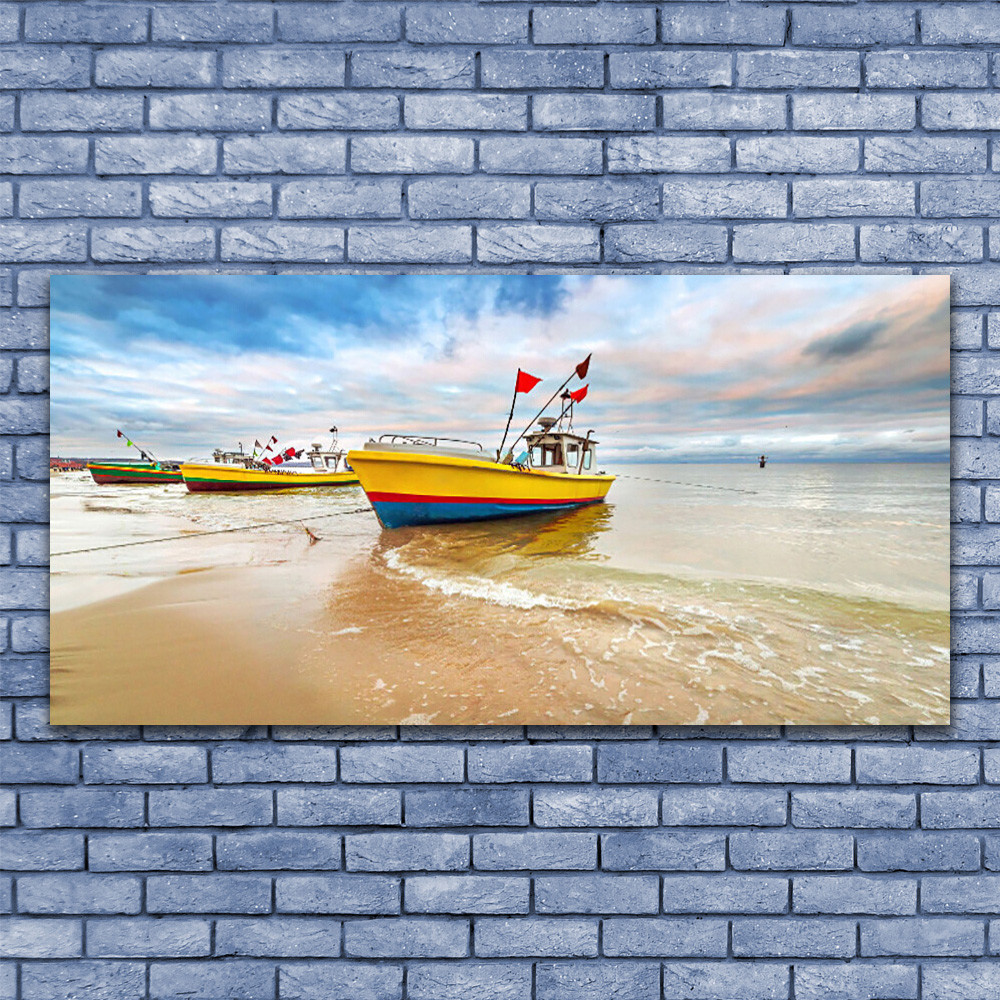 Tableau paysage mer sous verre 140x70 cm pour habiller un grand mur vide