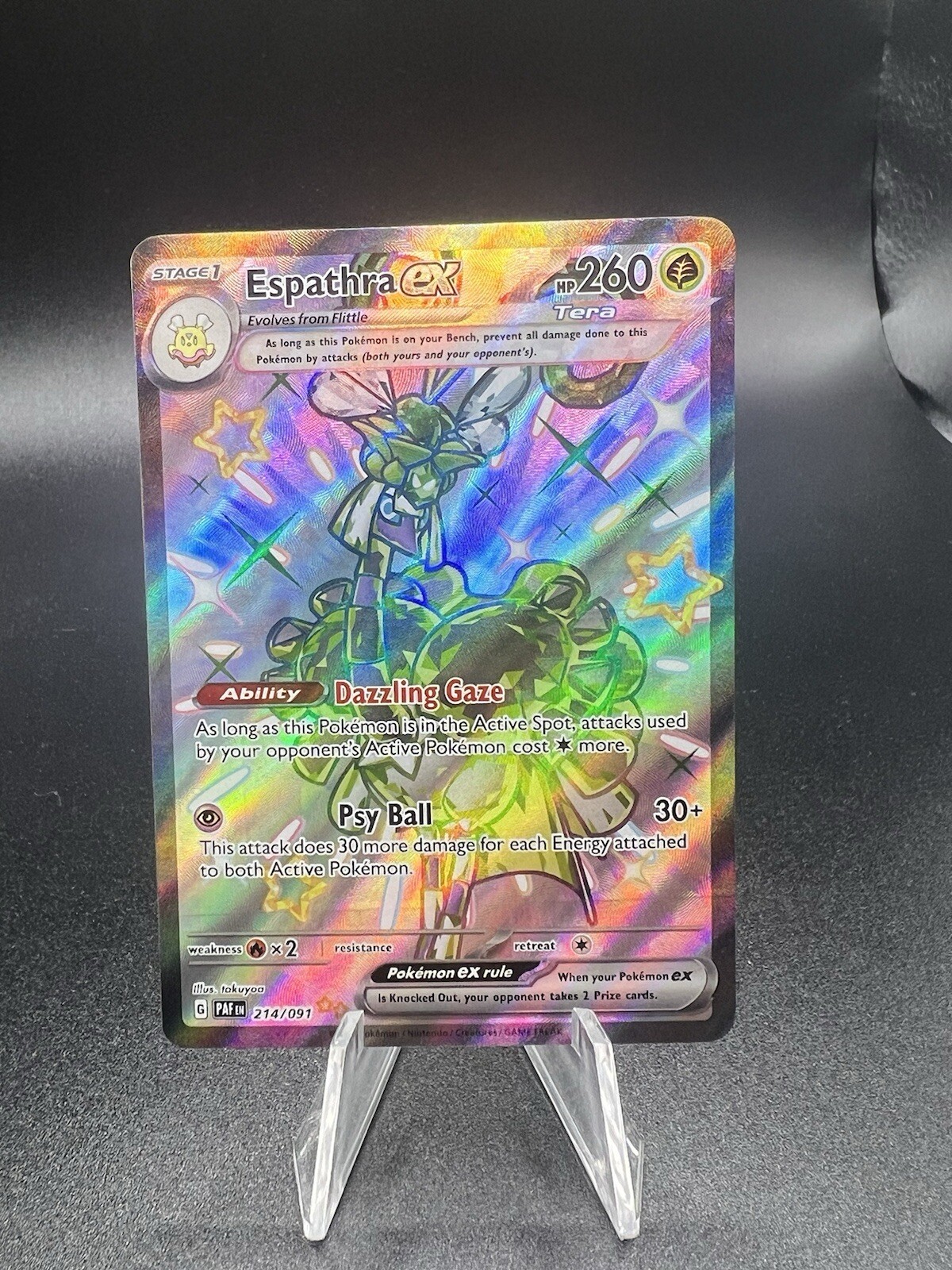 Espathra ex 214/091 Full Art Paldean Fates Double Rare Shiny Pokemon TCG NM LF1