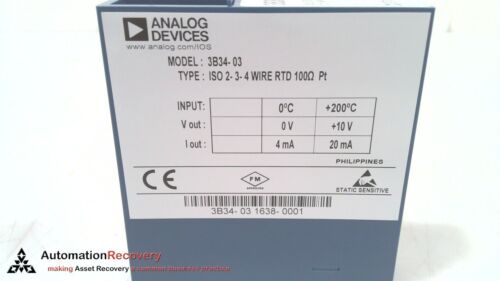 ANALOG DEVICES 3B34-03, ISO SIGNAL CONDITIONING MODULE, NEW* #321371 - Picture 4 of 4