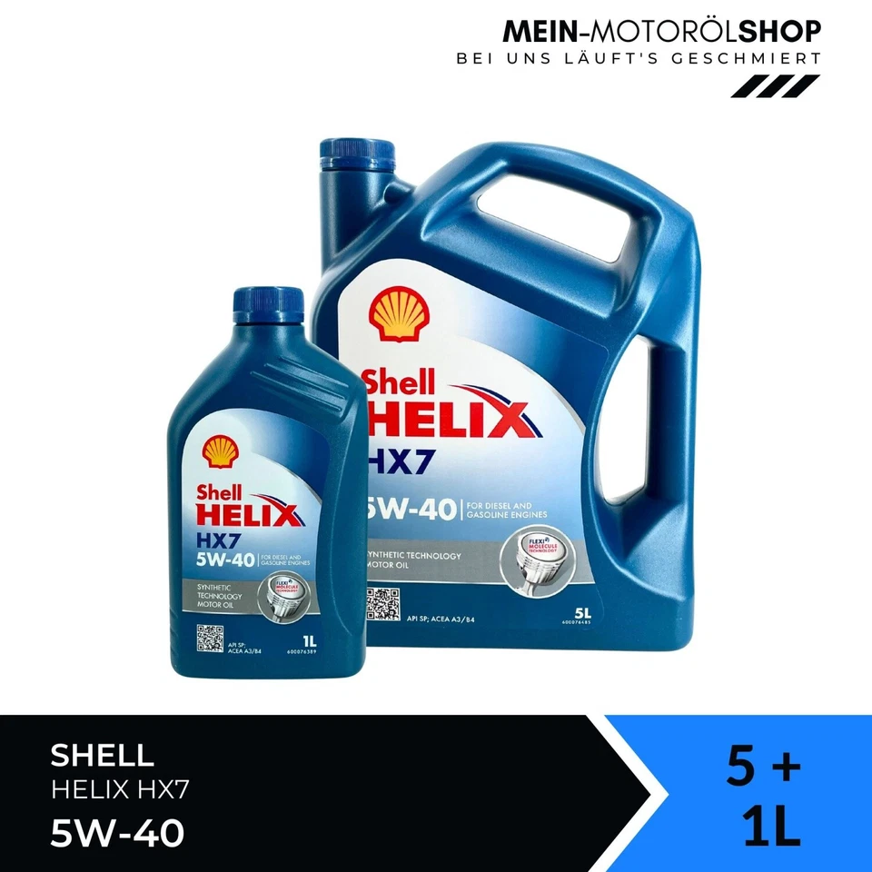 Shell Helix HX7 5W-40 VW 505 00 502 00 MB 229.3 ACEA A3/B4 5+1 Liter = 6 Liter