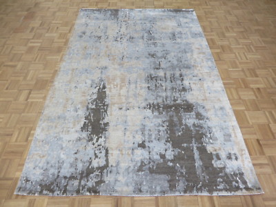 5'11 X 9'1 Hand Knotted Brown & Gray Modern Abstract Oriental Rug G5827