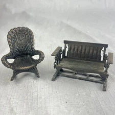 Vintage 1970's Durham Chair Swing Metal Dollhouse Furniture 2 Piece