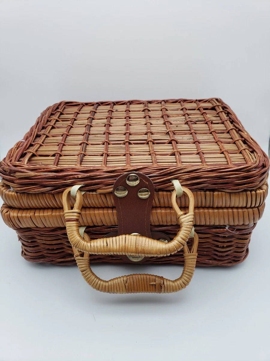 Wicker Childs Picnic Basket With Minature Tea Set eBay