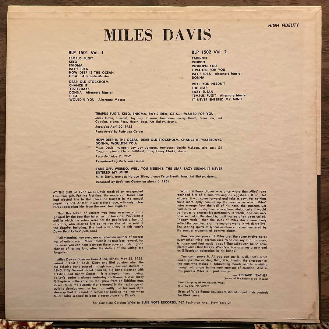 Miles Davis LP US Original Mono RVG DG EAR Jazz Vinyl
